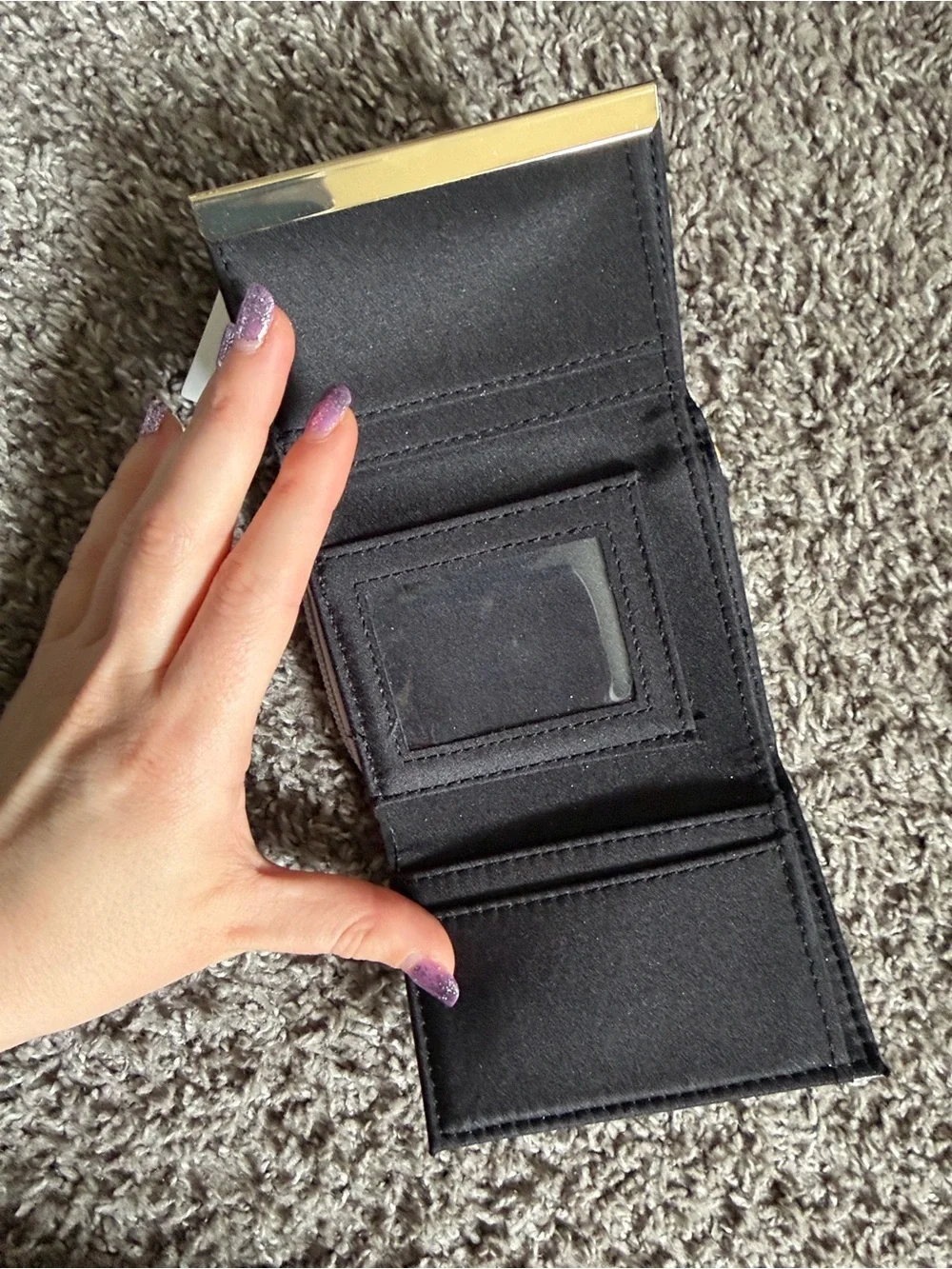 Holographic Silver Snap Trifold Wallet